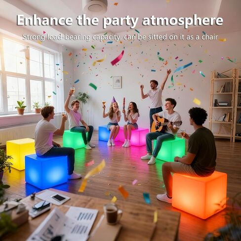 4-inch LED Rechargeable Cube Light,IP44 Waterproof,RGB Light | Remote Control,RGB Color Changing,USB charging, Outdoor Light Up Cubes, Suitable for patio, garden and party in Kuwait