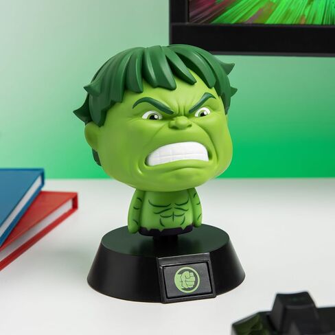 Paladone Marvel Hulk Icon Light, 11cm Desk or Bedside Lamp, AAA Battery Powered, Officially Licensed in Kuwait