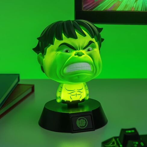Paladone Marvel Hulk Icon Light, 11cm Desk or Bedside Lamp, AAA Battery Powered, Officially Licensed in Kuwait