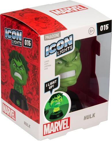 Paladone Marvel Hulk Icon Light, 11cm Desk or Bedside Lamp, AAA Battery Powered, Officially Licensed in Kuwait