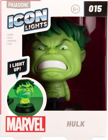 Paladone Marvel Hulk Icon Light, 11cm Desk or Bedside Lamp, AAA Battery Powered, Officially Licensed in Kuwait