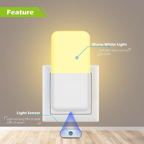 MAZ-TEK Plug in Night Light, Warm White LED Nightlights with Smart Dusk to Dawn Sensor for Kids, Nursery, Ideal for Bedroom, Bathroom,Hallway, Stairs, Kitchen, 6 Pack in Kuwait