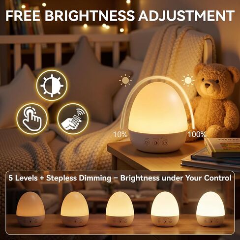 Auxmir Baby Night Light for Nursery, Rechargeable Egg Lamp with Remote | 13 Colors & Dimmable Lighting for Midnight Feeds and Diaper Changes, Touch/Button/Remote Control with 1/2/4/6H Timer in Kuwait
