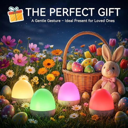 Auxmir Baby Night Light for Nursery, Rechargeable Egg Lamp with Remote | 13 Colors & Dimmable Lighting for Midnight Feeds and Diaper Changes, Touch/Button/Remote Control with 1/2/4/6H Timer in Kuwait