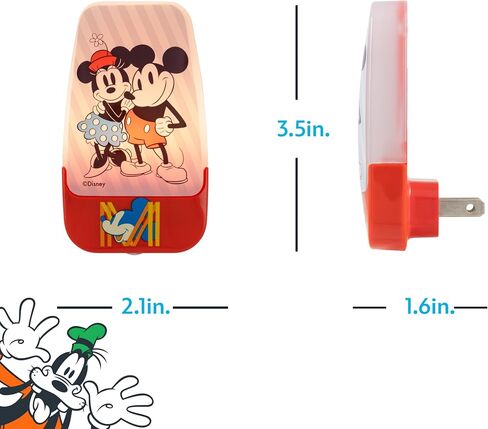 Disney Mickey and Minnie Night Light for Kids Plug in | LED Nightlight Plug Into Wall, Birthday Gift for Boy Girl Toddler Baby, Kids Room Bedroom Bathroom Nursery Essentials in Kuwait