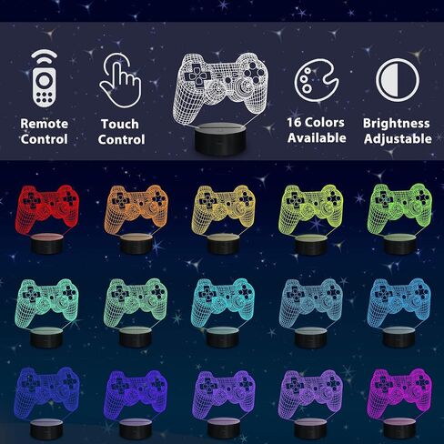 Lampeez 3D Gamepad Lamp Game Console Night Light 3D Illusion lamp for Kids, 16 Colors Changing with Remote, Gaming Room Gamer Gift, Kids Bedroom Decor as Xmas Holiday Birthday Gifts for Boys Girls in Kuwait