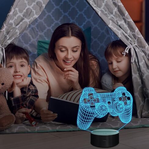 Lampeez 3D Gamepad Lamp Game Console Night Light 3D Illusion lamp for Kids, 16 Colors Changing with Remote, Gaming Room Gamer Gift, Kids Bedroom Decor as Xmas Holiday Birthday Gifts for Boys Girls in Kuwait