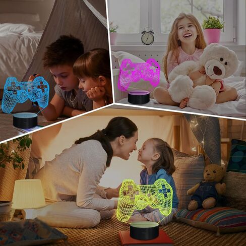 Lampeez 3D Gamepad Lamp Game Console Night Light 3D Illusion lamp for Kids, 16 Colors Changing with Remote, Gaming Room Gamer Gift, Kids Bedroom Decor as Xmas Holiday Birthday Gifts for Boys Girls in Kuwait