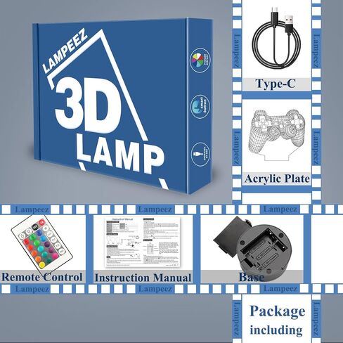 Lampeez 3D Gamepad Lamp Game Console Night Light 3D Illusion lamp for Kids, 16 Colors Changing with Remote, Gaming Room Gamer Gift, Kids Bedroom Decor as Xmas Holiday Birthday Gifts for Boys Girls in Kuwait