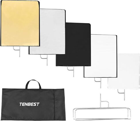 Photography Light Reflector Flag Kit, 35x47inches/90x120cm, 4-in-1 Gold/Silver/Black/White Diffuser and Translucent Diffuser, Foldable Stainless Steel Frame in Kuwait