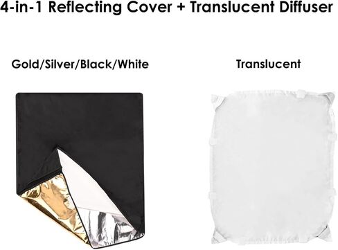 Photography Light Reflector Flag Kit, 35x47inches/90x120cm, 4-in-1 Gold/Silver/Black/White Diffuser and Translucent Diffuser, Foldable Stainless Steel Frame in Kuwait