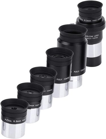 2X Barlow Lens with Plossl Eyepiece Set, 6.3mm 10mm 12.5mm 20mm 32mm Telescope Eyepieces, 1.25 Inch Universal for Orion, M42 Thread for DSLR Camera in Kuwait