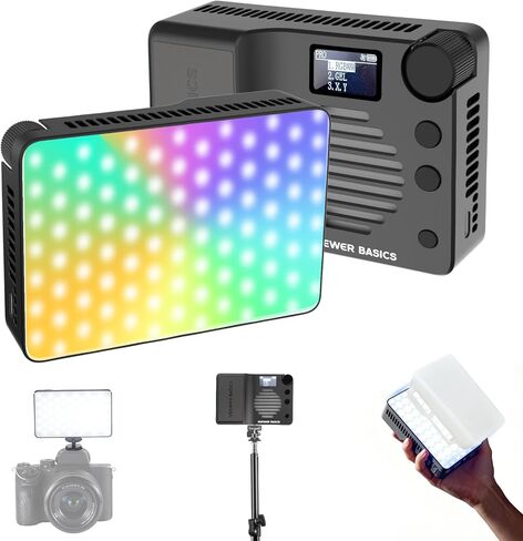 NEEWER BASICS BS40C Full RGB Magnetic Camera Video Light, 45W Boost Mode, Small LED Panel Lighting 4800lx/0.5m CRI95+ 2500-10000K 14 Scenes 5000mAh for DSLR Tripod Streaming Photography Vlog Recording in Kuwait