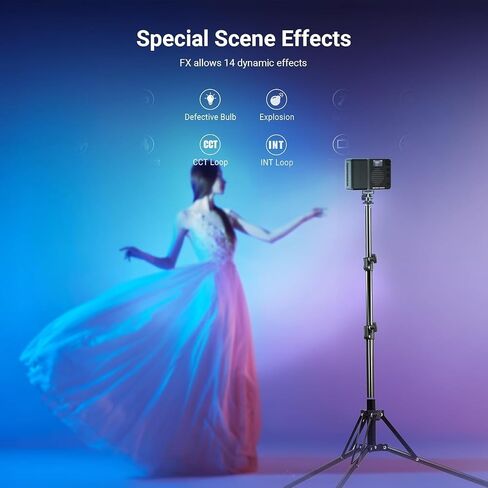 NEEWER BASICS BS40C Full RGB Magnetic Camera Video Light, 45W Boost Mode, Small LED Panel Lighting 4800lx/0.5m CRI95+ 2500-10000K 14 Scenes 5000mAh for DSLR Tripod Streaming Photography Vlog Recording in Kuwait