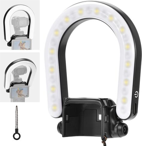 Beauty Fill Lights for DJI Osmo Pocket 4 3 for Xtra Muse Accessories | Adjustable Angle Ring-shaped Uniform Supplementary Lighting USB C Rechargeable Vlogging Black in Kuwait