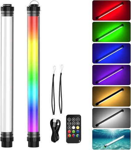 Handheld Photography Light Professional LED Video Light Wand 12 Lighting Mode, Stepless Dimming,CRI≥95 IP68 Waterproof with10400mAH Rechargeable Battery 3000k 5750k RGB Colorful Stick in Kuwait