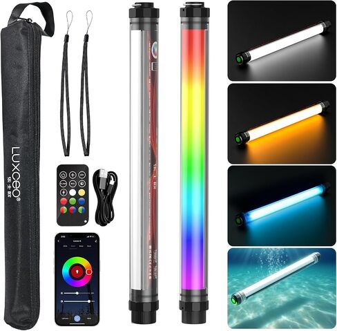 Handheld Photography Light Professional LED Video Light Wand 12 Lighting Mode, Stepless Dimming,CRI≥95 IP68 Waterproof with10400mAH Rechargeable Battery 3000k 5750k RGB Colorful Stick in Saudi Arabia