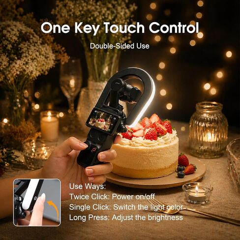 Beauty Fill Lights for DJI Osmo Pocket 4 3 for Xtra Muse Accessories | Adjustable Angle Ring-shaped Uniform Supplementary Lighting USB C Rechargeable Vlogging Black in Kuwait