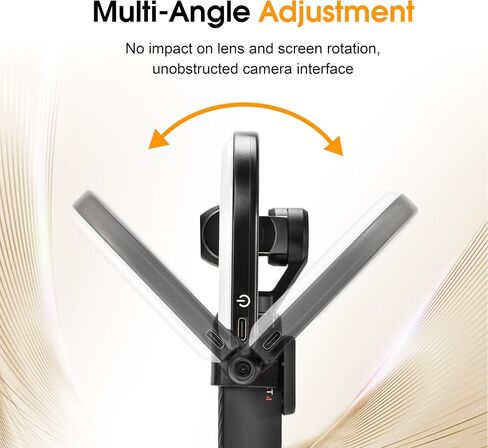 Beauty Fill Lights for DJI Osmo Pocket 4 3 for Xtra Muse Accessories | Adjustable Angle Ring-shaped Uniform Supplementary Lighting USB C Rechargeable Vlogging Black in Kuwait