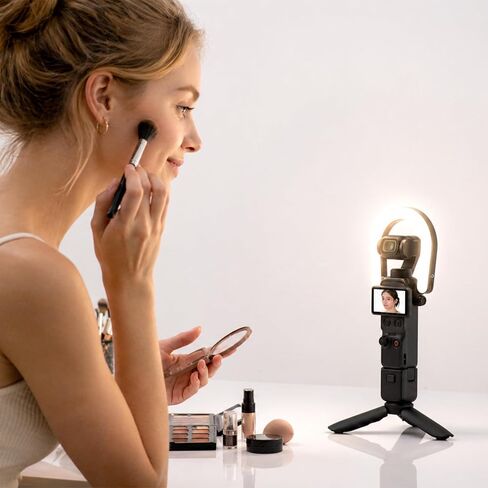Beauty Fill Lights for DJI Osmo Pocket 4 3 for Xtra Muse Accessories | Adjustable Angle Ring-shaped Uniform Supplementary Lighting USB C Rechargeable Vlogging Black in Kuwait