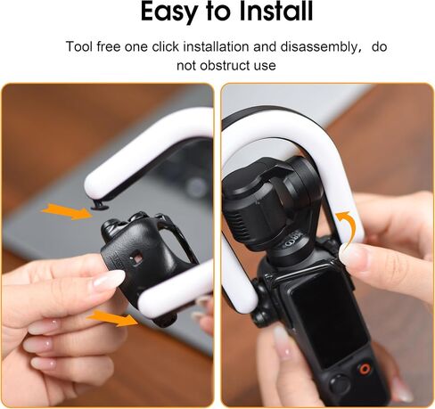 Beauty Fill Lights for DJI Osmo Pocket 4 3 for Xtra Muse Accessories | Adjustable Angle Ring-shaped Uniform Supplementary Lighting USB C Rechargeable Vlogging Black in Kuwait