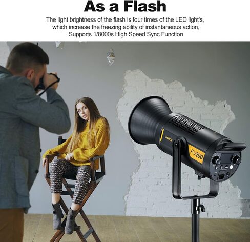 Godox FV150 150W 2.4G Flash LED Light, 1/8000s High Speed Sync, CRI96+, TCLI 96+, 12000LUX, 5600K±200K, Built in 8 FX Special Effects Modes, Compatible for Canon, Nikon, Sony, Olympus,Panasonic, Pent in Kuwait