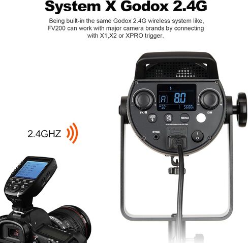 Godox FV150 150W 2.4G Flash LED Light, 1/8000s High Speed Sync, CRI96+, TCLI 96+, 12000LUX, 5600K±200K, Built in 8 FX Special Effects Modes, Compatible for Canon, Nikon, Sony, Olympus,Panasonic, Pent in Kuwait