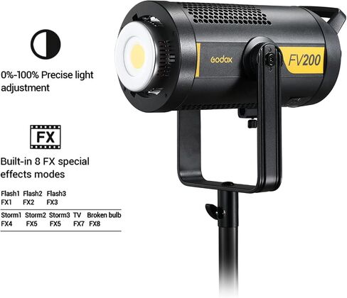 Godox FV150 150W 2.4G Flash LED Light, 1/8000s High Speed Sync, CRI96+, TCLI 96+, 12000LUX, 5600K±200K, Built in 8 FX Special Effects Modes, Compatible for Canon, Nikon, Sony, Olympus,Panasonic, Pent in Kuwait
