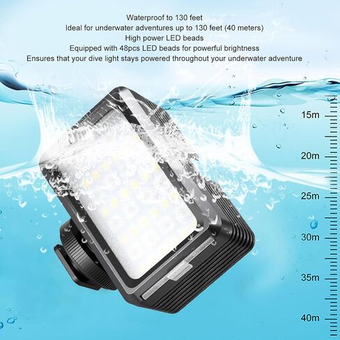 Yoidesu Diving High Power Dimmable LED Video Light for Action Camera, Underwater Photography Fill with Cold Shoe & 1/4in Adapter, 130ft Camera Lighting for in Kuwait