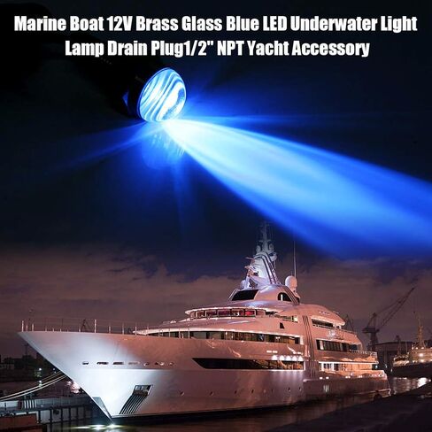 KIMISS 12V Brass Glass Underwater Light Marine Boat Blue LED Lamp 840lm IP68 for Yacht Night Fishing in Kuwait