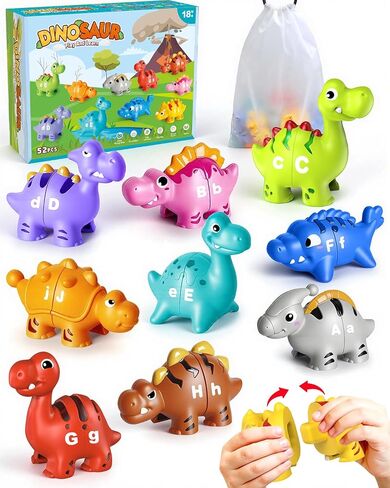 Dinosaur Alphabet Learning Toys for Toddlers Kids 3-5, 10 Unique Dinos | 26 Colorful Alphabet Dinosaurs | Child-Friendly Design | Learning Feels Like Play | Fine Motor Toys | Perfect Toddler Gift in Kuwait