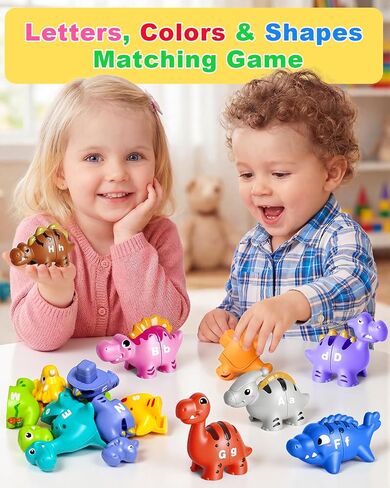 Dinosaur Alphabet Learning Toys for Toddlers Kids 3-5, 10 Unique Dinos | 26 Colorful Alphabet Dinosaurs | Child-Friendly Design | Learning Feels Like Play | Fine Motor Toys | Perfect Toddler Gift in Kuwait