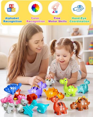 Dinosaur Alphabet Learning Toys for Toddlers Kids 3-5, 10 Unique Dinos | 26 Colorful Alphabet Dinosaurs | Child-Friendly Design | Learning Feels Like Play | Fine Motor Toys | Perfect Toddler Gift in Kuwait