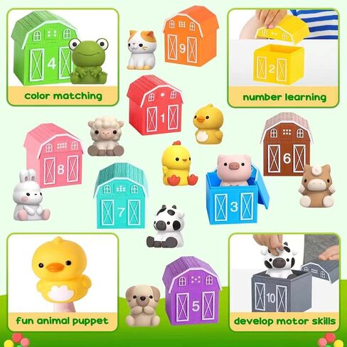 Farm Animal Toys for Toddler 1-3 Year Old, Montessori Toy Gift for Boy Girl in Kuwait
