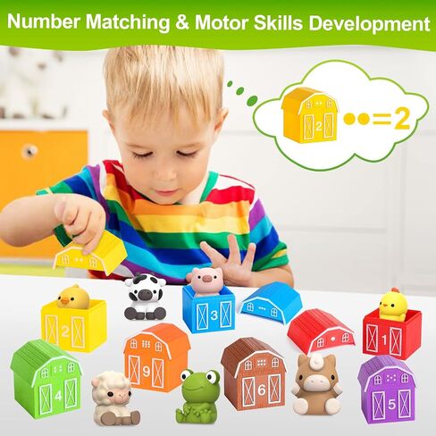 Farm Animal Toys for Toddler 1-3 Year Old, Montessori Toy Gift for Boy Girl in Kuwait