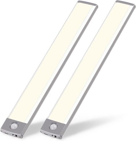 RXWLKJ 30-LED Under Cabinet Lights,USB Rechargeable Kitchen Night Light,Battery Operated Counter Closet Lighting,Wireless Motion Activated Light for Cabinets Cupboard Pantry(Warm Light 2Pack in Kuwait