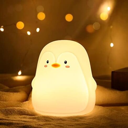 ZKLiLi Night Light for Kids Lamp, 16 Colors Lamp Cute, Dimmable Baby Night Lights for Nursery,Silicone Rechargeable Nightlight for Kids Room, Kawaii Room Decor (Penguin) in Kuwait