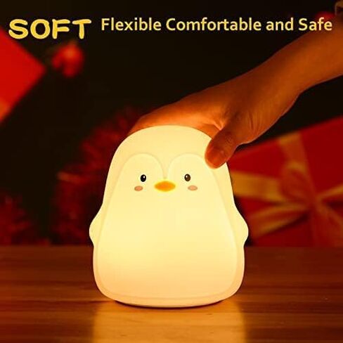 ZKLiLi Night Light for Kids Lamp, 16 Colors Lamp Cute, Dimmable Baby Night Lights for Nursery,Silicone Rechargeable Nightlight for Kids Room, Kawaii Room Decor (Penguin) in Kuwait
