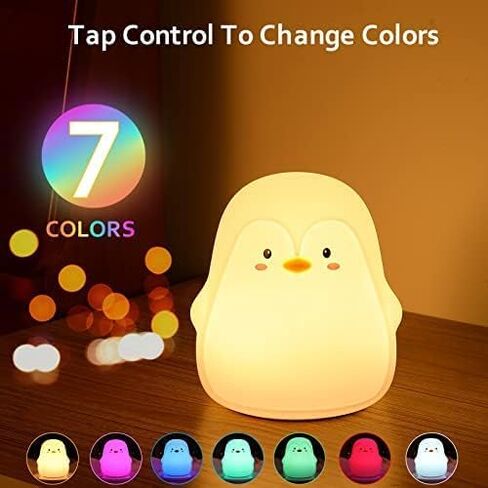 ZKLiLi Night Light for Kids Lamp, 16 Colors Lamp Cute, Dimmable Baby Night Lights for Nursery,Silicone Rechargeable Nightlight for Kids Room, Kawaii Room Decor (Penguin) in Kuwait