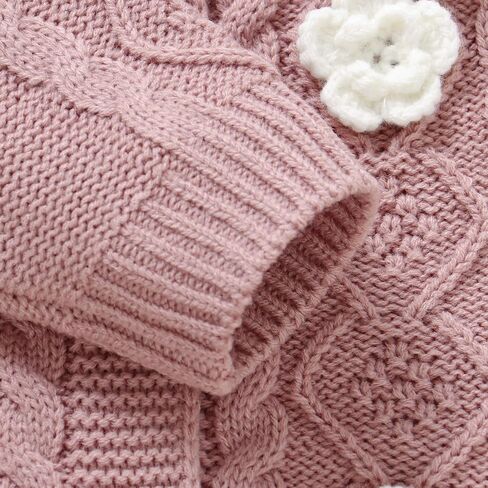 Spring/Fall Knit Cardigan Romper Floral Ruffled Collar Crawler for Baby Newborn Girls in Kuwait