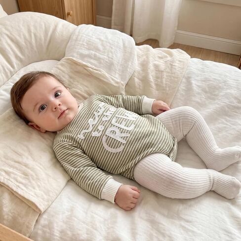 Newborn Baby Girl Fall Outfit Romper Jumpsuit Infant Waffle Clothes | Letter Embroidery Cute Long Sleeve Round Neck Bodysuit in Kuwait