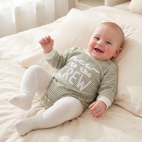 Newborn Baby Girl Fall Outfit Romper Jumpsuit Infant Waffle Clothes | Letter Embroidery Cute Long Sleeve Round Neck Bodysuit in Kuwait