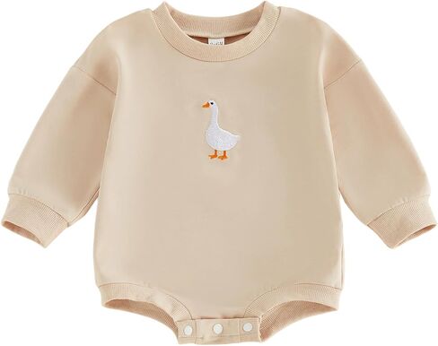 Baby Boy Girl Sweatshirt Romper Long Sleeve Bubble Bodysuit | Unisex Baby Long Sleeve Oversize Romper Top, Baby Goose Clothes Fall, Ideal for Farm Animal Birthday Outfit&Daliywear in Kuwait