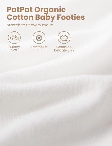 PATPAT Organic Cotton Baby Footie Pajamas with Two-Way Zipper & Mittens in Kuwait