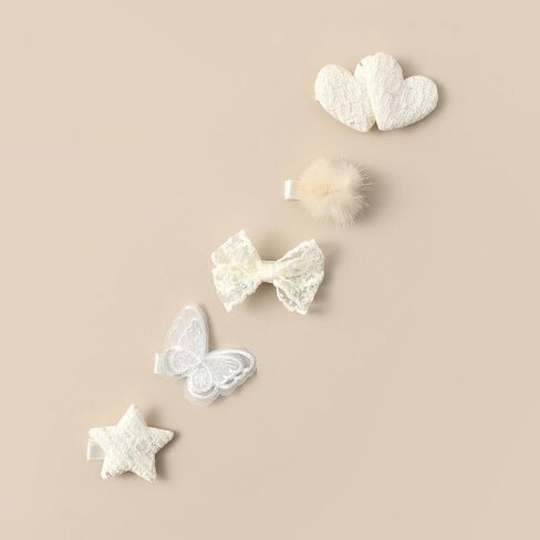 20-piece off-white children's hairpin set, featuring bowknot hair accessories for girls, with 2.4-inch fully wrapped anti-slip hairpins suitable for fine hair. Ideal for daily wear and as a gift in Kuwait