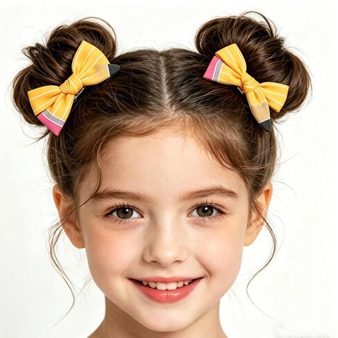 2PCS Back to School Pencil Hair Bows Clips for Girls Yellow Pencil Bow Alligator Clips Cute Hair Accessories for First Day of School Kindergarten Decoration Student Teacher Hairpins in Kuwait
