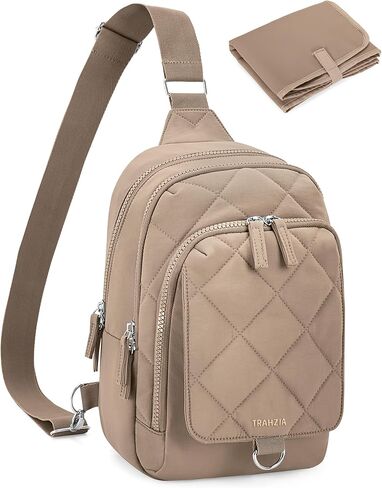 Diaper Bag with Changing Pad, Diaper Backpack with Wipe Pouch | Small Crossbody Diaper Bag, 2 Separate Compartments, Water-Resistant Puffy Fabric, Reversible Strap for Left/Right Wear in Kuwait