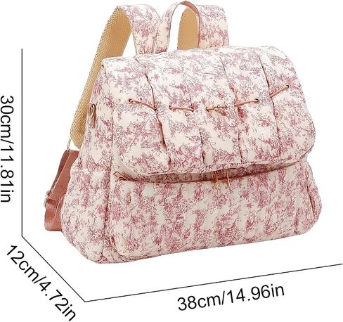 Lushandy Quilted Diaper Bag Backpack, Vintage Floral Puffer Diaper Backpack Large Baby Travel Bag Mom Hospital Bag in Kuwait