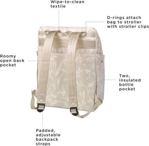 Petunia Pickle Bottom Tempo Backpack, Diaper Bag Designed for Busy Families, Attaches to Stroller or Suitcase, Spacious Main Compartment (Linen Blossoms) in Kuwait