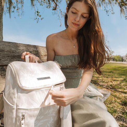 Petunia Pickle Bottom Tempo Backpack, Diaper Bag Designed for Busy Families, Attaches to Stroller or Suitcase, Spacious Main Compartment (Linen Blossoms) in Kuwait